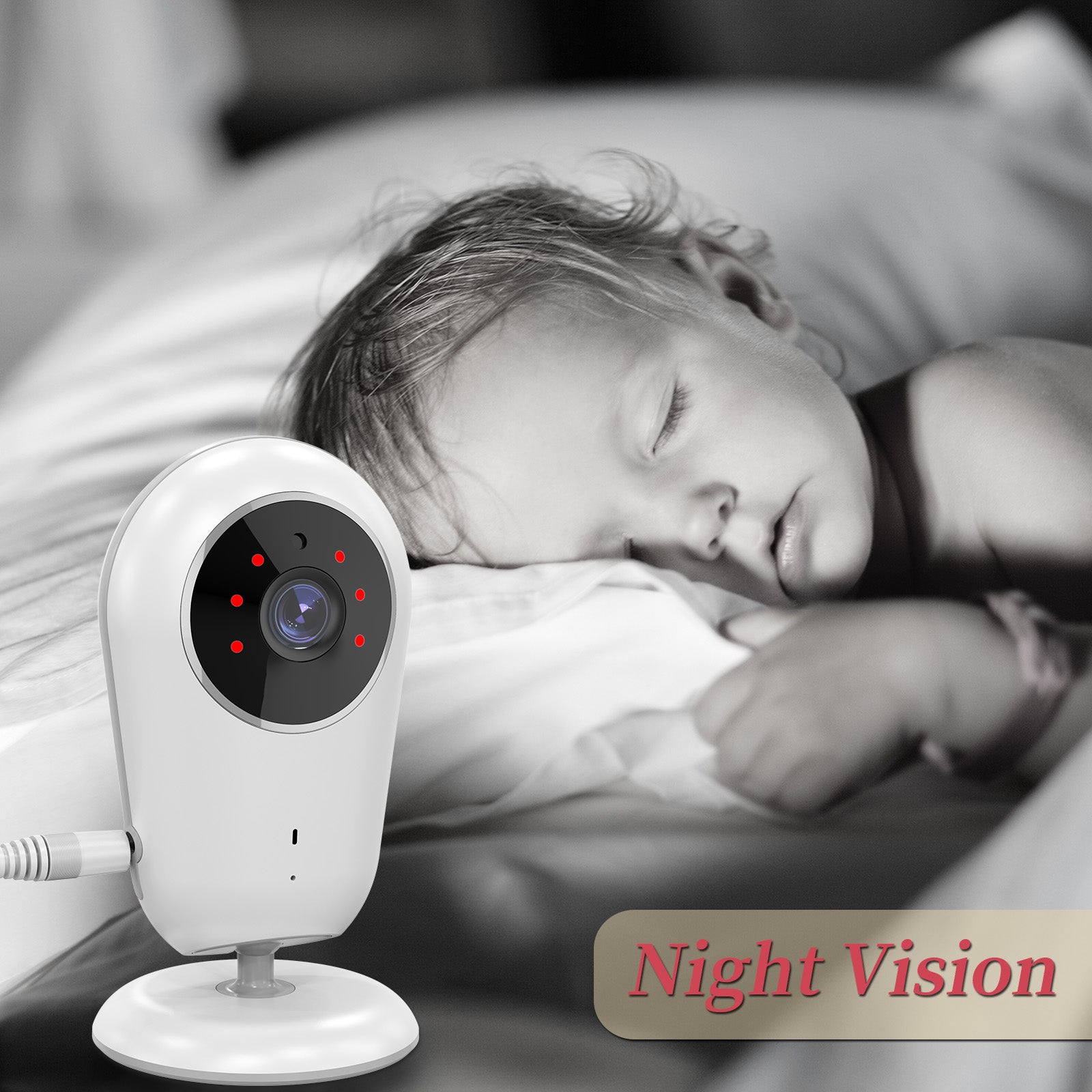TakTark BM609, Video Baby Monitor, 2 Way Audio, Auto Night Vision, VOX  Mode, 850ft Range 